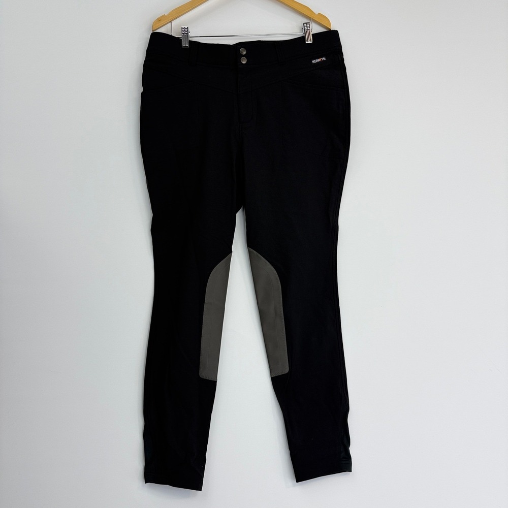 Kerrits Crossover II Riding Breeches Womens 1X Black Knee Patch Equestrian Pants